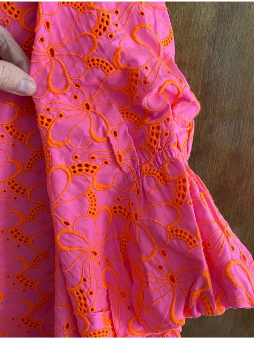 Lilly Pulitzer Pink Eyelet Lailah Tunic | XL | Orange Embroidered Flowers - Picture 7 of 13